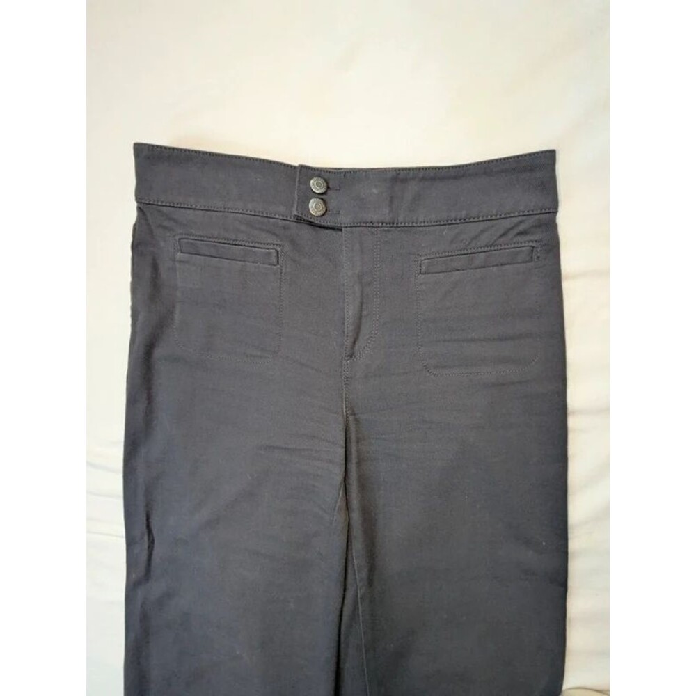 LOFT The Palmer Wide Leg Gray Stretch Denim Pants Patch Pocket Size 4